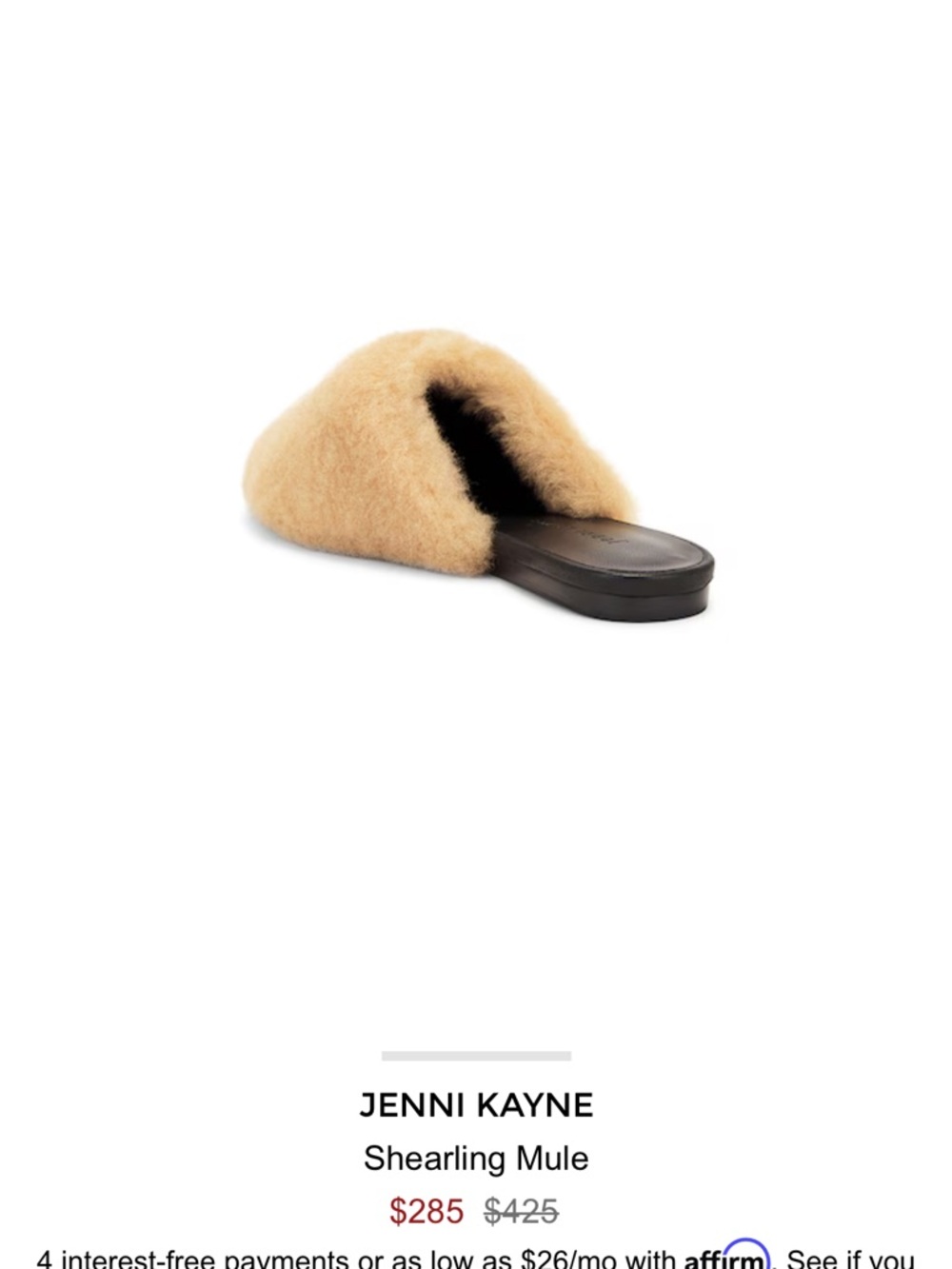 Jenni Kayne Camel Shearling Slip-On Mule - Picture 3 of 9
